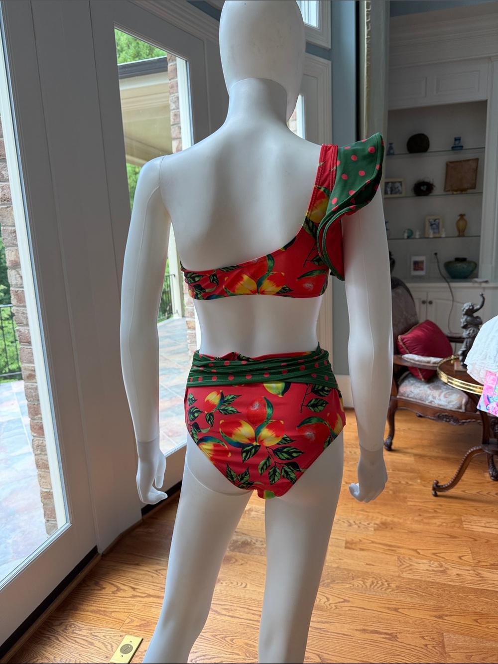 Source Unknown Red and Green One-Shoulder High-Waist Bikini Set - Picture 6 of 12